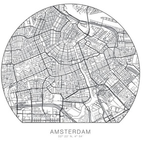 Wandtattoo WALL-ART Stadtplan Amsterdam Tapete Wandtattoos Gr. B/H/T: 120 cm x 120 cm x 0,1 cm, schwarz Wandtattoos Wandsticker selbstklebend, entfernbar