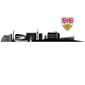 Wandtattoo WALL-ART VfB Stuttgart Skyline mit Logo Wandtattoos Gr. B/H/T: 260 cm x 42 cm x 0,1 cm, VfB Stuttgart Skyline mit Logo, bunt (mehrfarbig) Wandtattoos Wandsticker