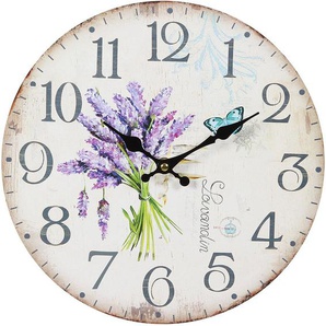 Wanduhr AMBIENTE HAUS Lavendel 28cm Wanduhren Gr. B/H/T: 28 cm x 28 cm x 3,5 cm, bunt Wanduhren