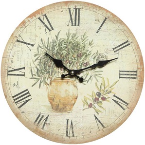 Wanduhr AMBIENTE HAUS Oliven 28cm Wanduhren Gr. B/H/T: 28 cm x 28 cm x 3,5 cm, bunt Wanduhren