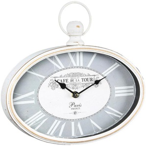 Wanduhr AMBIENTE HAUS Wanduhr ovale 29cm Wanduhren Gr. B/H/T: 27 cm x 29 cm x 5 cm, weiß Wanduhren