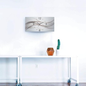 Wanduhr ARTLAND Abstraktes Design - schöne Welle Wanduhren Gr. B/H/T: 50 cm x 25 cm x 0,3 cm, Funkuhr, silberfarben Wanduhren 3D Optik gebogen, mit Quarz- oder Funkuhrwerk, versch. Größen