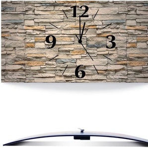 Wanduhr ARTLAND Braune alte Ziegelmauer Wanduhren Gr. B/H/T: 50 cm x 25 cm x 0,3 cm, Quarzuhr, beige (natur) Wanduhren 3D Optik gebogen, mit Quarz- oder Funkuhrwerk, versch. Größen