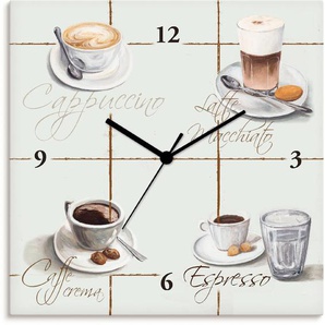 Wanduhr ARTLAND Cappuccino - Kaffee Wanduhren Gr. B/H/T: 30 cm x 30 cm x 1,7 cm, Funkuhr, weiß Wanduhren wahlweise mit Quarz- oder Funhuhrwerk, lautlos ohne Tickgeräusche
