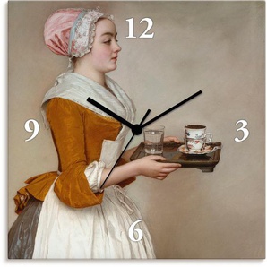 Wanduhr ARTLAND Das Schokoladenmädchen. Um 1744/45 Wanduhren Gr. B/H/T: 30 cm x 30 cm x 1,7 cm, Funkuhr, beige (naturfarben) Wanduhren