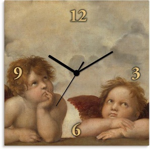Wanduhr ARTLAND Detail aus Die Sixtinische Madonna. Wanduhren Gr. B/H/T: 30 cm x 30 cm x 1,7 cm, Funkuhr, beige (naturfarben) Wanduhren wahlweise mit Quarz- oder Funhuhrwerk, lautlos ohne Tickgeräusche