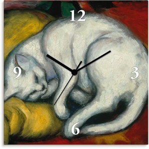 Wanduhr ARTLAND Die weisse Katze. 1912 Wanduhren Gr. B/H/T: 30 cm x 30 cm x 1,7 cm, Quarzuhr, weiß Wanduhren analog, 30 cm