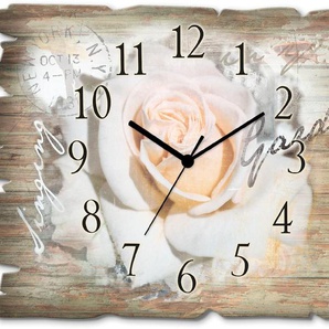 Wanduhr ARTLAND In Buchstaben - Rose Wanduhren Gr. B/H/T: 40 cm x 30 cm x 0,6 cm, Quarzuhr, weiß Wanduhren wahlweise mit Quarz- oder Funhuhrwerk, lautlos ohne Tickgeräusche