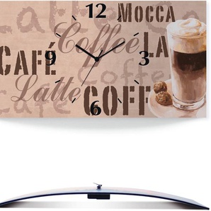 Wanduhr ARTLAND Kaffee - Latte Macchiato Wanduhren Gr. B/H/T: 50 cm x 25 cm x 0,3 cm, Funkuhr, beige (natur) Wanduhren 3D Optik gebogen, mit Quarz- oder Funkuhrwerk, versch. Größen