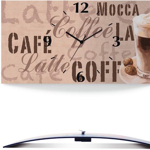 Wanduhr ARTLAND Kaffee - Latte Macchiato Wanduhren Gr. B/H/T: 50 cm x 25 cm x 0,3 cm, Quarzuhr, beige (natur) Wanduhren 3D Optik gebogen, mit Quarz- oder Funkuhrwerk, versch. Größen