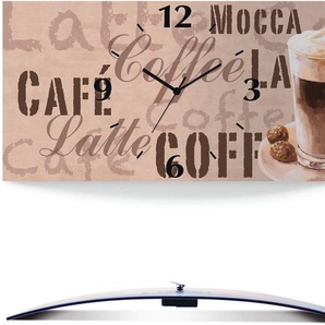 Wanduhr ARTLAND Kaffee - Latte Macchiato Wanduhren Gr. B/H/T: 60 cm x 30 cm x 0,3 cm, Funkuhr, beige (natur) Wanduhren 3D Optik gebogen, mit Quarz- oder Funkuhrwerk, versch. Größen