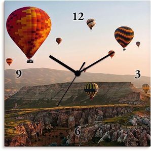 Wanduhr ARTLAND Kappadokien Ballonfahrt Wanduhren Gr. B/H/T: 30 cm x 30 cm x 1,7 cm, Funkuhr, bunt Wanduhren wahlweise mit Quarz- oder Funhuhrwerk, lautlos ohne Tickgeräusche