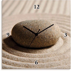 Wanduhr ARTLAND Mini Zen Garten - Sand Wanduhren Gr. B/H/T: 30 cm x 30 cm x 1,7 cm, Funkuhr, beige (natur) Wanduhren wahlweise mit Quarz- oder Funhuhrwerk, lautlos ohne Tickgeräusche