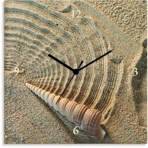 Wanduhr ARTLAND Muschel Wanduhren Gr. B/H/T: 30 cm x 30 cm x 1,7 cm, Funkuhr, beige (natur) Wanduhren wahlweise mit Quarz- oder Funhuhrwerk, lautlos ohne Tickgeräusche