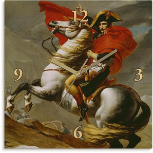 Wanduhr ARTLAND Napoleon bei der Überquerung Alpen. Wanduhren Gr. B/H/T: 30 cm x 30 cm x 1,7 cm, Funkuhr, braun Wanduhren