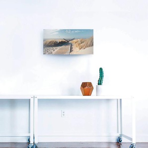 Wanduhr ARTLAND Nordseestrand auf Langeoog - Steg Wanduhren Gr. B/H/T: 60 cm x 30 cm x 0,3 cm, Funkuhr, beige (natur) Wanduhren 3D Optik gebogen, mit Quarz- oder Funkuhrwerk, versch. Größen