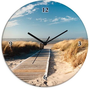 Wanduhr ARTLAND Nordseestrand auf Langeoog - Steg Wanduhren Gr. T: 1,8 cm, Funkuhr, beige (natur) Wanduhren wahlweise mit Quarz- oder Funhuhrwerk, lautlos ohne Tickgeräusche