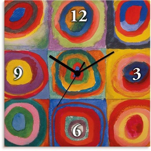 Wanduhr ARTLAND Quadrate und konzentrische Ringe. 1913 Wanduhren Gr. B/H/T: 30 cm x 30 cm x 1,7 cm, Funkuhr, bunt Wanduhren analog, 30 cm