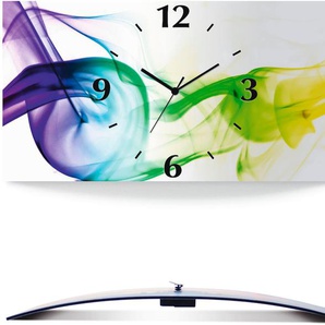 Wanduhr ARTLAND Rauch - Abstrakt Wanduhren Gr. B/H/T: 60 cm x 30 cm x 0,3 cm, Funkuhr, bunt Wanduhren 3D Optik gebogen, mit Quarz- oder Funkuhrwerk, versch. Größen