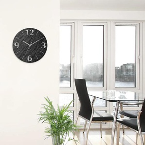 Wanduhr ARTLAND Schiefer Wanduhren Gr. B/H/T: 30 cm x 30 cm x 1,8 cm, Funkuhr, schwarz Wanduhren wahlweise mit Quarz- oder Funhuhrwerk, lautlos ohne Tickgeräusche