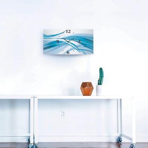 Wanduhr ARTLAND Schöne Welle - Abstrakt Wanduhren Gr. B/H/T: 50 cm x 25 cm x 0,3 cm, Funkuhr, blau Wanduhren 3D Optik gebogen, mit Quarz- oder Funkuhrwerk, versch. Größen