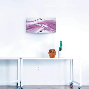 Wanduhr ARTLAND Schöne Welle - Abstrakt Wanduhren Gr. B/H/T: 50 cm x 25 cm x 0,3 cm, Funkuhr, lila Wanduhren 3D Optik gebogen, mit Quarz- oder Funkuhrwerk, versch. Größen