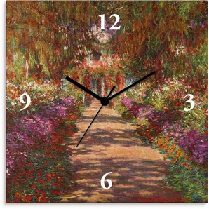 Wanduhr ARTLAND Weg in Monets Garten Giverny. 1902 Wanduhren Gr. B/H/T: 30 cm x 30 cm x 1,7 cm, Funkuhr, bunt Wanduhren wahlweise mit Quarz- oder Funhuhrwerk, lautlos ohne Tickgeräusche