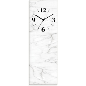 Wanduhr ARTLAND Weiße Marmor Textur Wanduhren Gr. B/H/T: 20 cm x 60 cm x 1,8 cm, Funkuhr, weiß Wanduhren wahlweise mit Quarz- oder Funhuhrwerk, lautlos ohne Tickgeräusche