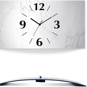 Wanduhr ARTLAND Weiße Marmor Textur Wanduhren Gr. B/H/T: 60 cm x 30 cm x 0,3 cm, Quarzuhr, weiß Wanduhren analog, 60 cm
