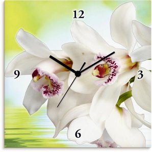 Wanduhr ARTLAND Weiße Orchidee Wanduhren Gr. B/H/T: 30 cm x 30 cm x 1,7 cm, Funkuhr, weiß Wanduhren wahlweise mit Quarz- oder Funhuhrwerk, lautlos ohne Tickgeräusche