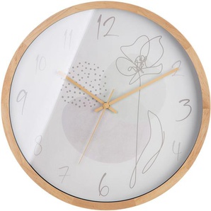 Wanduhr CASABLANCA BY GILDE Wanduhr One Line Flower Wanduhren Gr. B/H/T: 42 cm x 42 cm x 5 cm, beige (natur) Wanduhren