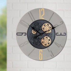 Wanduhr CASABLANCA BY GILDE Wanduhr Wanduhren Gr. B/H/T: 60 cm x 60 cm x 6,5 cm, grau (grau, schwarz, goldfarben) Wanduhren