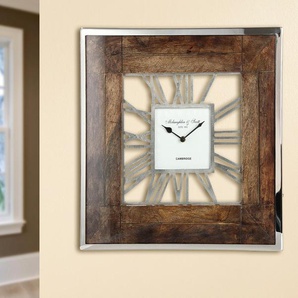 Wanduhr GILDE Wanduhr London Wanduhren Gr. B/H/T: 40 cm x 40 cm x 8 cm, braun (braun, silberfarben) Wanduhren