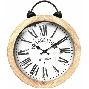 Wanduhr Hängeuhr Holzuhr Rund 40 cm ø Analog Vintage Clock Shabby Design Braun Schwarz Römische Zahlen Leise Wohnzimmer Schlafzimmer