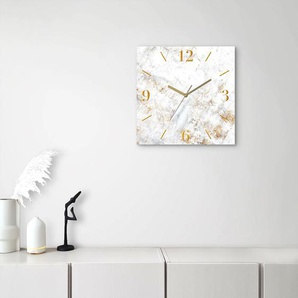 Wanduhr LEONIQUE Marmor Wanduhren Gr. B/H/T: 30 cm x 30 cm x 0,3 cm, Funkuhr, weiß Wanduhren analog, 30 cm