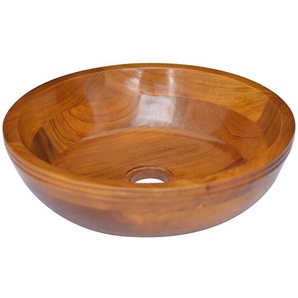 Waschbecken Massivholz Teak Φ40x10 cm Vidaxl