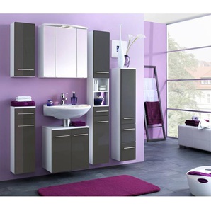 Waschbeckenunterschrank 50 x 53 x 34cm Grau/Hochglanz Grau