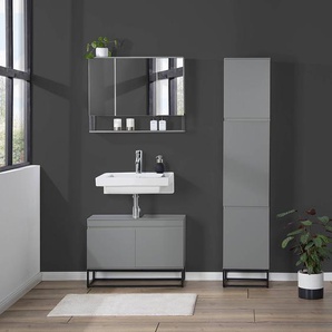 Waschbeckenunterschrank 80 x 57 x 30cm Grau/Dunkelgrau