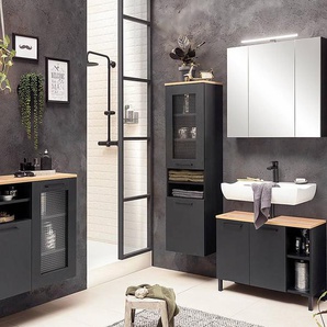 Waschbeckenunterschrank 80 x 58 x 32cm Schwarz