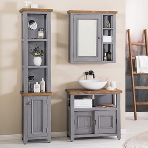 Waschbeckenunterschrank 75 x 68 x 35cm Grau/Grau