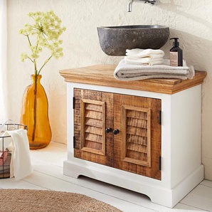 Waschbeckenunterschrank Casa 70x40 cm Mango Weiss Natur, Badmöbel