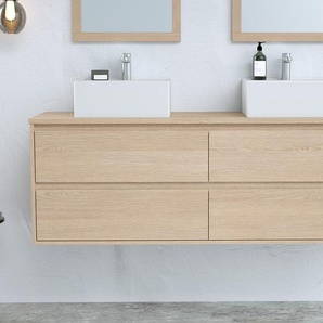 Waschbeckenunterschrank hängend - Eichenholzfurnier - 150 cm - MILIPAM