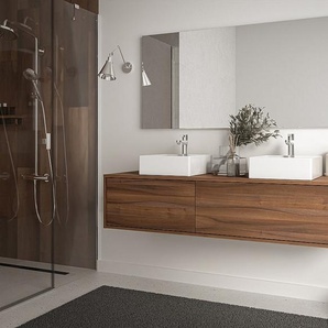 Waschbeckenunterschrank hängend - Holzfarben dunkel - 150 cm - ISAURE II