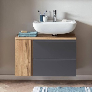 Waschbeckenunterschrank II 85 x 54 x 35cm Ausrichtung rechts Grau/Matt Grau