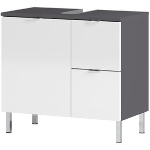 Waschbeckenunterschrank I 60 x 56 x 34cm Grau/Weiß/Weiß/Graphit
