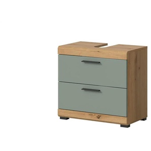 Waschbeckenunterschrank SCHLOONSEE  Breite 60cm  2 Schubkästen  mit Siphonausschnitt  MDF-Front  in verschiedenen Farben erhältlich  Badmöbel  Badschrank  Kommode  Bad  Schloonsee ¦ grün ¦ Maße (cm): B: 60 H: 56