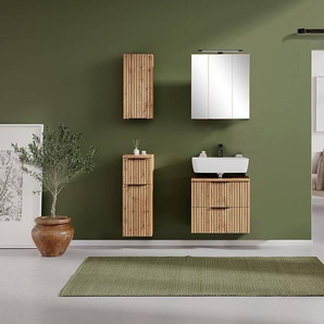 Waschbeckenunterschrank Schublade 60 x 54 x 35cm Braun/Beige