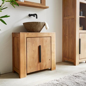 Waschbeckenunterschrank Solidu 70x60 cm Akazie Natur, Badmöbel