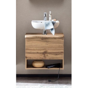 Waschbeckenunterschrank 61 x 55 x 40cm Braun/Wotaneiche Dekor