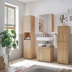 Waschbeckenunterschrank Türen 60 x 56 x 35cm Braun/Eiche Artisan Dekor